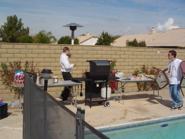 Barbeque cook off by the pool...